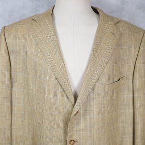 MINT Ermenigildo Zegna Su Misera Silk Linen Wool Prince of Wales Sport Coat 54R